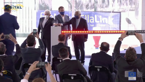 EllaLink Inauguration at DigitalEU2030, with Portuguese Prime Minister Antonio Costa, EllaLink CEO Pilippe Dumont and Brazilian Minister Marcos Pontes