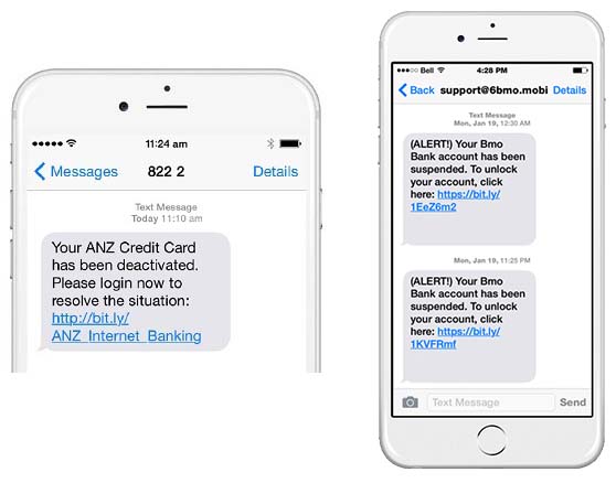 Smishing attack examples