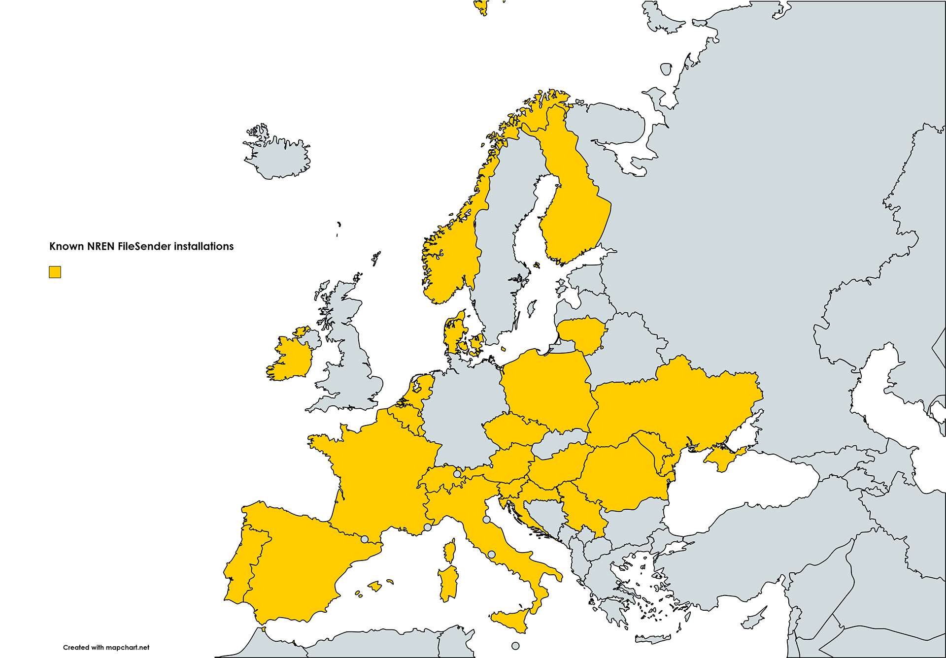 Known NREN FileSender Installations Europe