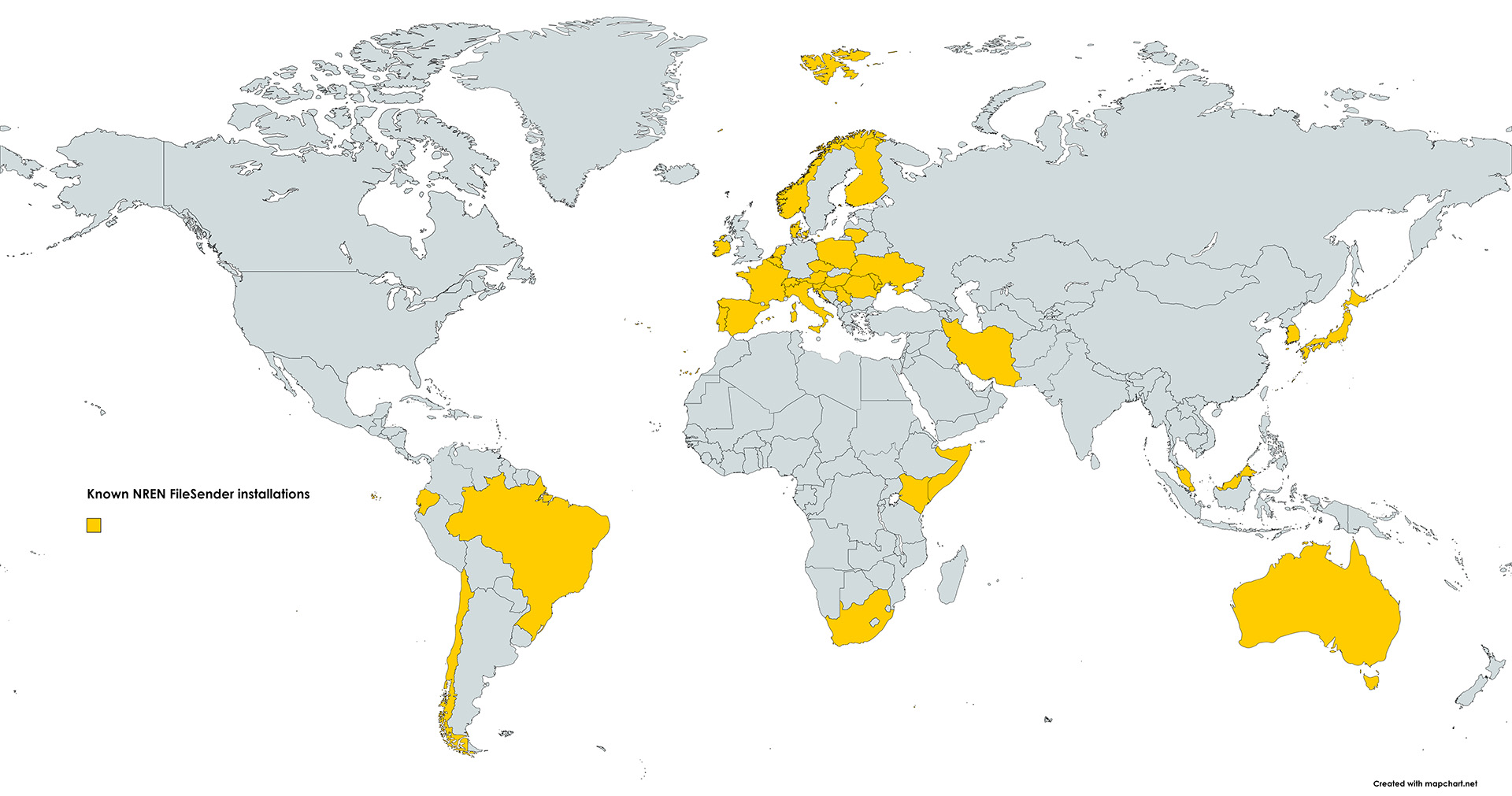 Known NREN FileSender Installations World