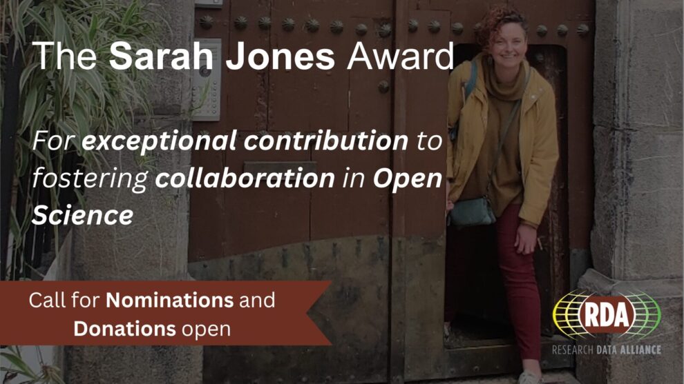 The Sarah Jones Award for exceptional contribution to fostering collaboration in Open Science