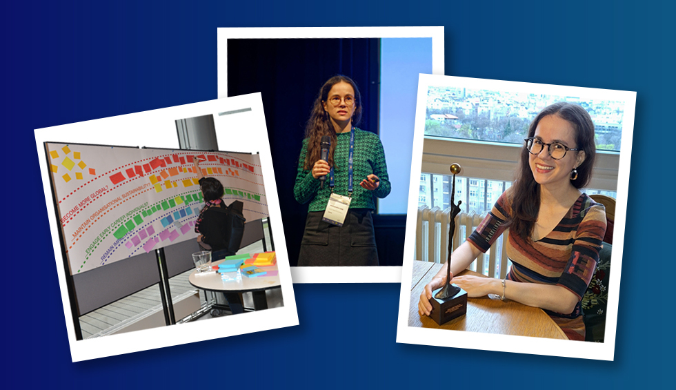 Aleksandra Lazić, at the 20th RDA Plenary in Gothenburg, Sweden (March 2023), and with the Sarah Jones Award (March 2025)