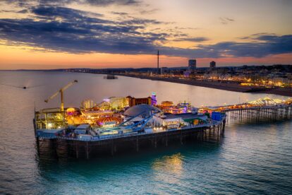 Aerial view of the Brighton Pier. Picture credit to Lates TV by Angi Mariani.