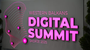 Western Balkans Digital summit sign. Photo by WBDS