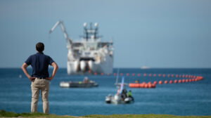 Sebastiano Buscaglione (GÉANT) witnessing the landing of the Medusa Submarine Cable System in Marseille. Picture by Tom Fryer (GÉANT)