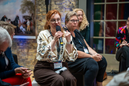 Tetiana Preobrazhenska, Marketing Specialist for URAN, talking during the Community Hub